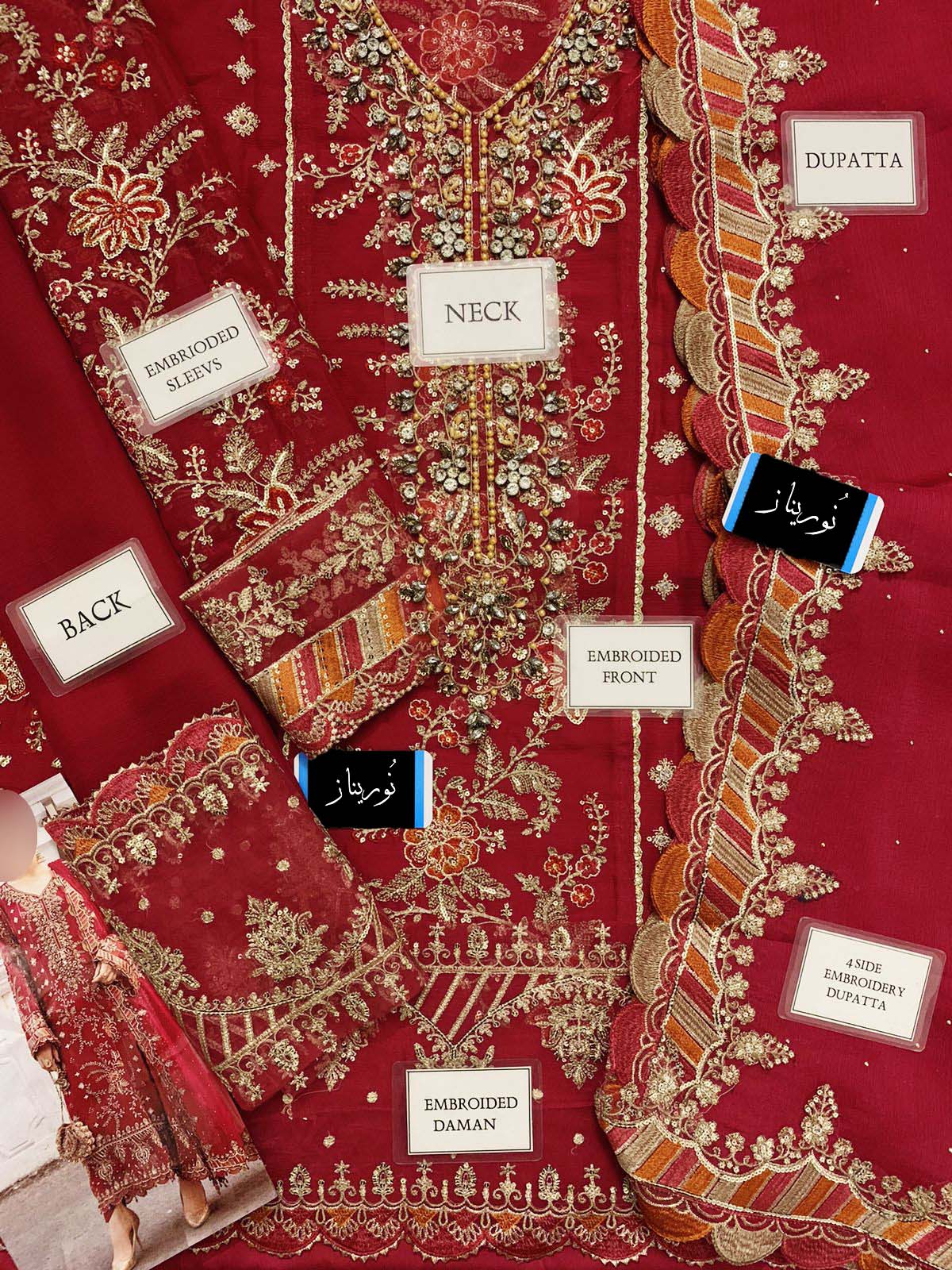 Maria B Luxury Semi Pure Chiffon Heavy Embroidered 3-Piece with Embellished Dupatta Unstitched UP190