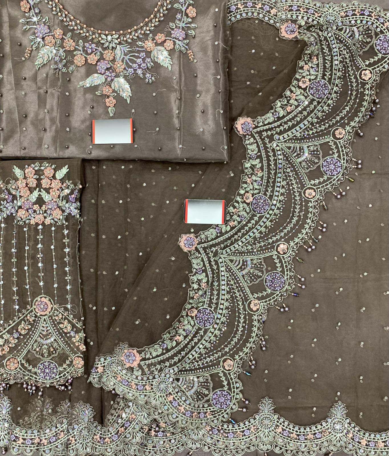 Maria B Exclusive Heavy Embroidered Net Saree with Silk Petticoat Unstitched UP198