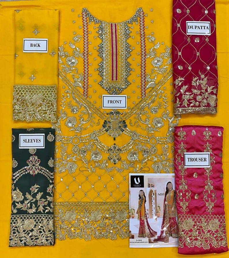 Eman Adeel Chiffon Embroidered Suit with Net Embroidered Dupatta UP001