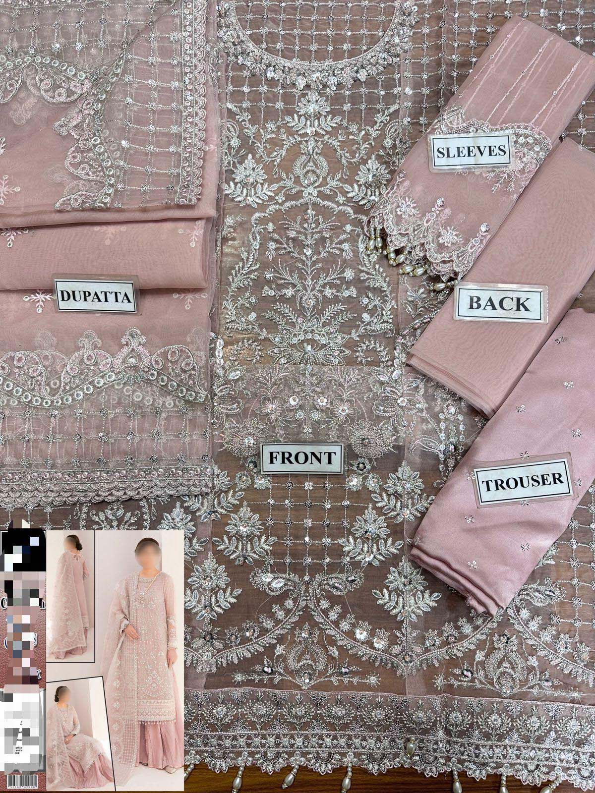 Baroque Organza 3-Piece with Embroidered Dupatta & Shalmoz Silk Trouser Unstitched UP54
