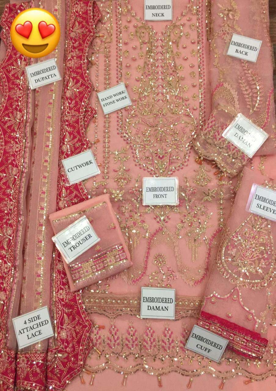 Afrozeh Bridal Collection Organza 3-Piece with Embroidered Dupatta Unstitched UP64