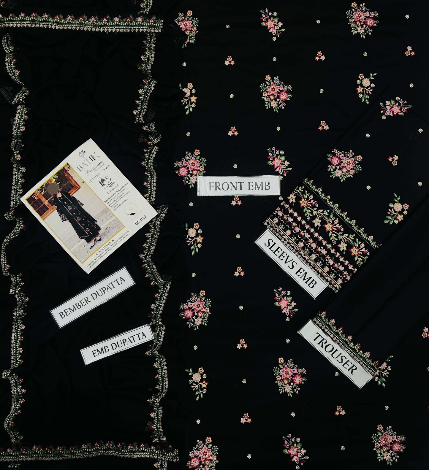 Batik Premium Air-Jet Lawn 3-Piece with Bember Chiffon Dupatta Unstitched NF21