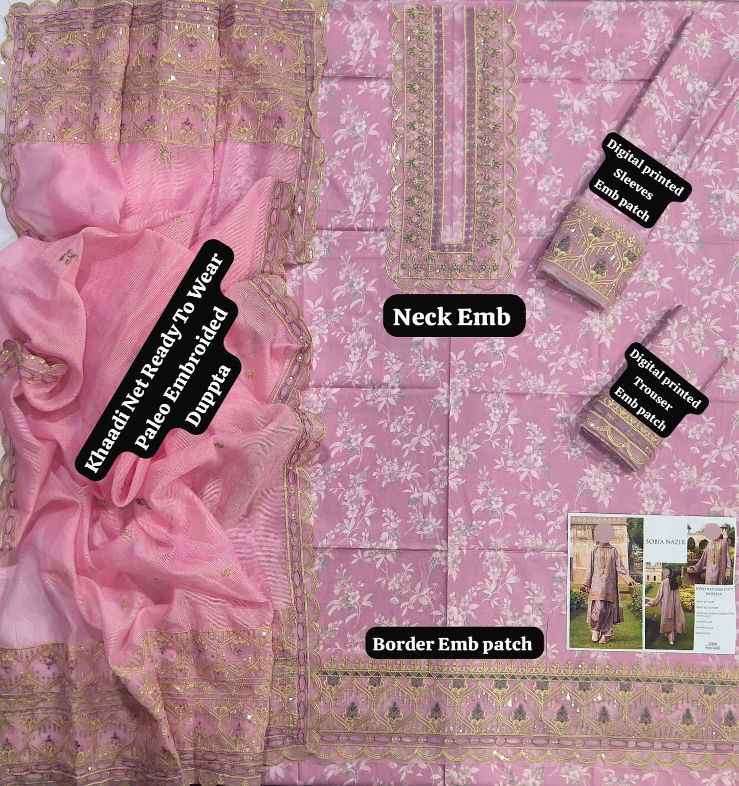 Sobia Nazir Digital Printed Lawn 3-Piece with Khaadi Net Dupatta Unstitched DPS92