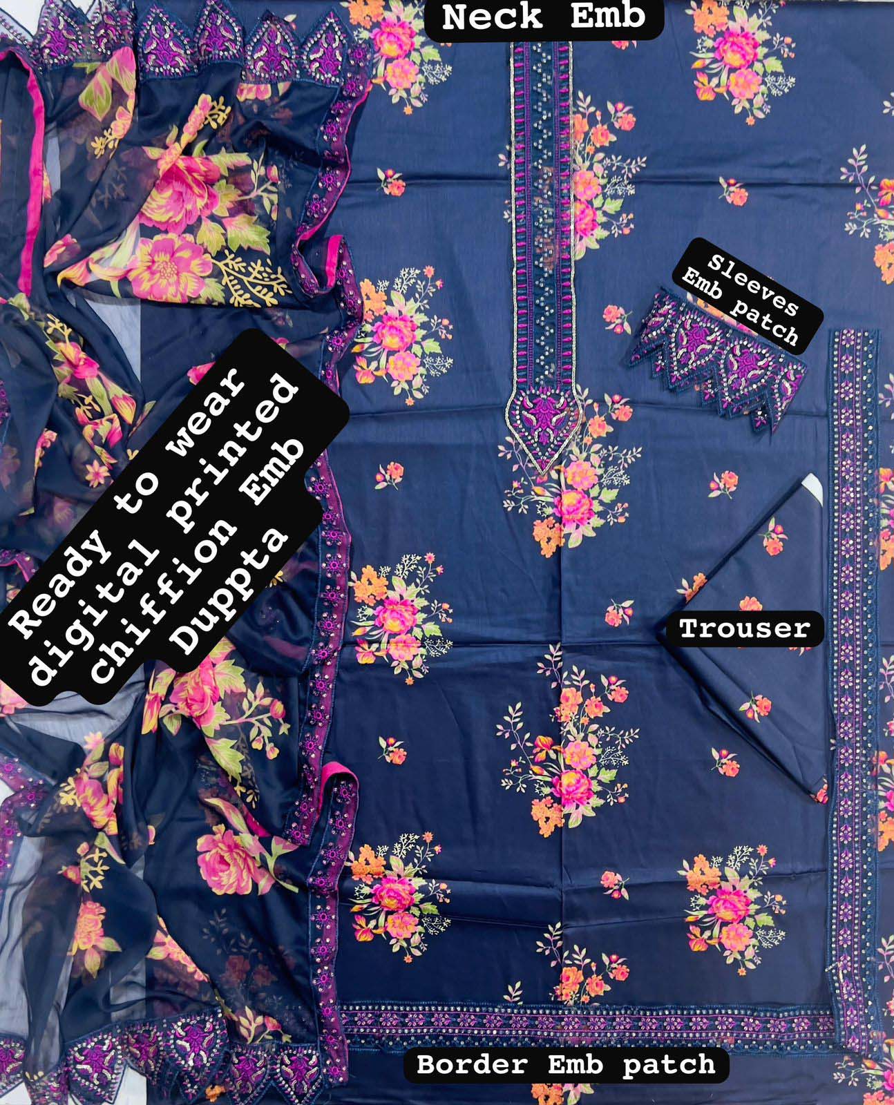 Digital Printed Lawn 3-Piece with Ready-to-Wear Chiffon Dupatta Unstitched 2DPS95