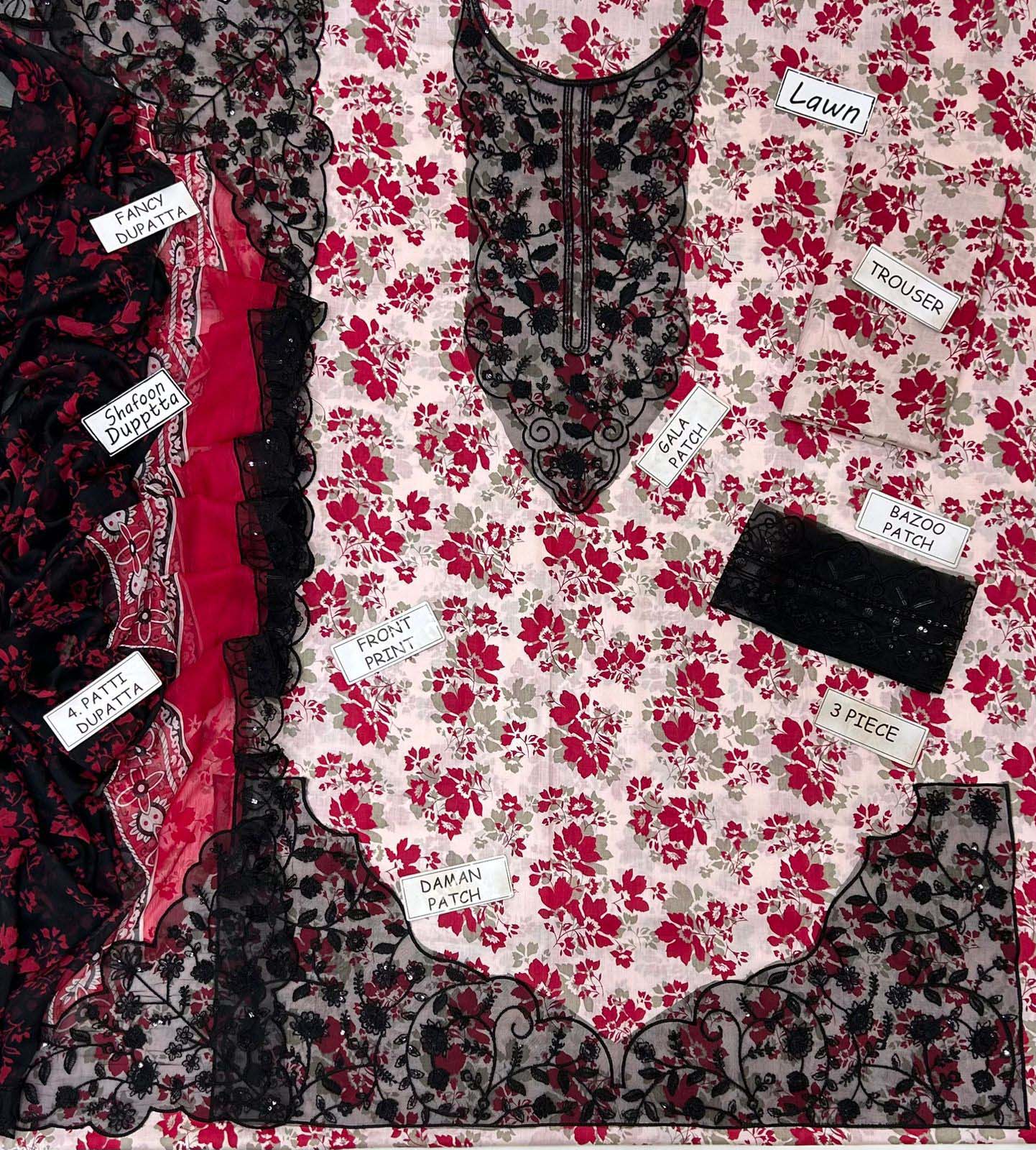 Digital Printed Lawn 3-Piece with Ready-to-Wear Chiffon Dupatta Unstitched 3DPS95