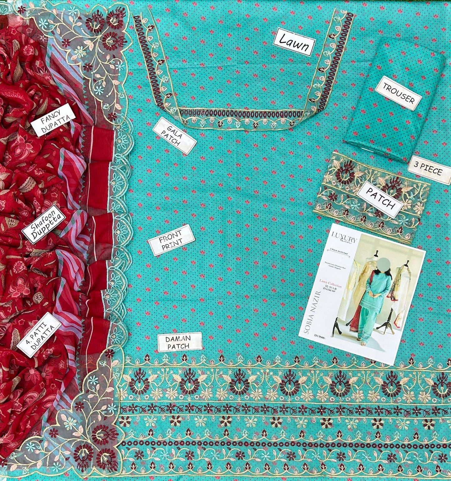Digital Printed Lawn 3-Piece with Ready-to-Wear Chiffon Dupatta Unstitched 5DPS95