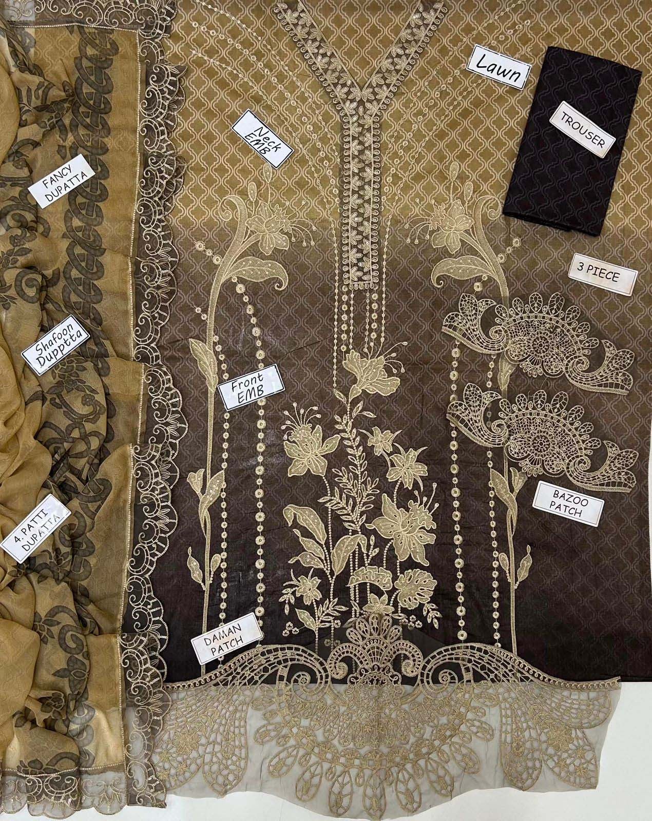 Maria B Digital Printed Lawn 3-Piece with Chiffon Dupatta Unstitched DPS103