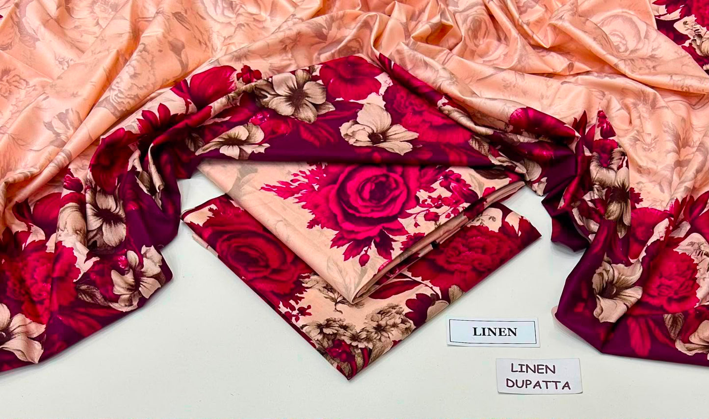 Premium Digital Printed Linen 3-Piece Suit 220-15
