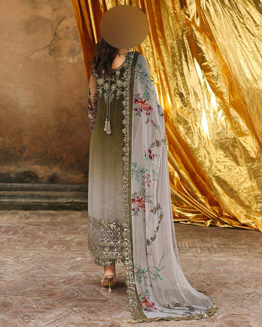 Charizma Chiffon 3-Piece with Digital Printed Chiffon Dupatta Unstitched IM43