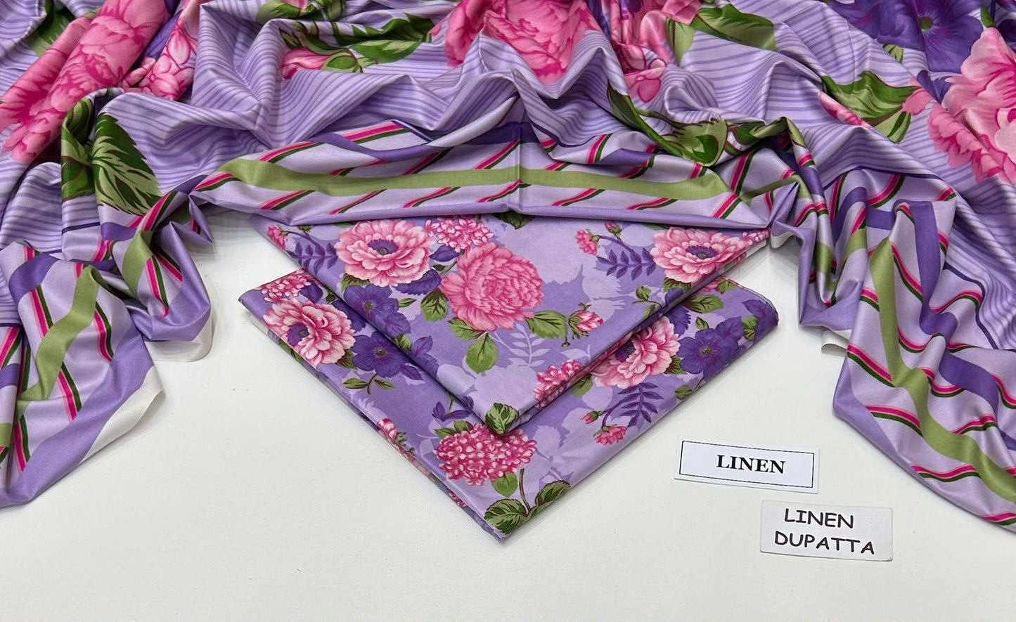 Premium Digital Printed Linen 3-Piece Suit 220-41