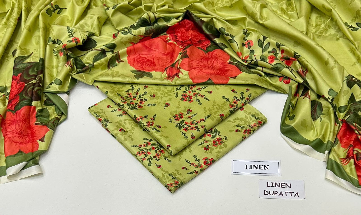 Premium Digital Printed Linen 3-Piece Suit 220-42