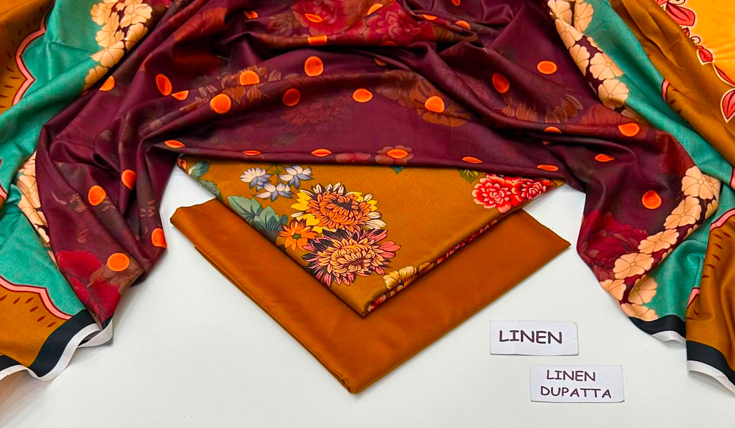 Premium Digital Printed Linen 3-Piece Suit 220-49