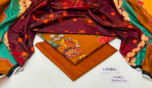 Premium Digital Printed Linen 3-Piece Suit 220-49