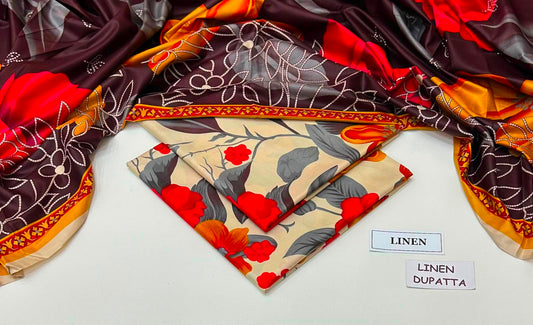 Premium Digital Printed Linen 3-Piece Suit 220-33