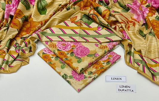 Premium Digital Printed Linen 3-Piece Suit 220-50