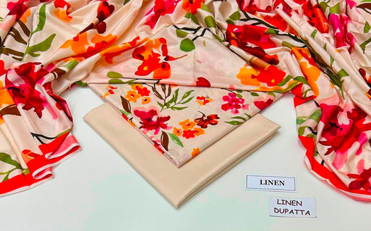 Premium Digital Printed Linen 3-Piece Suit 220-34