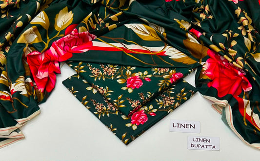 Premium Digital Printed Linen 3-Piece Suit 220-39
