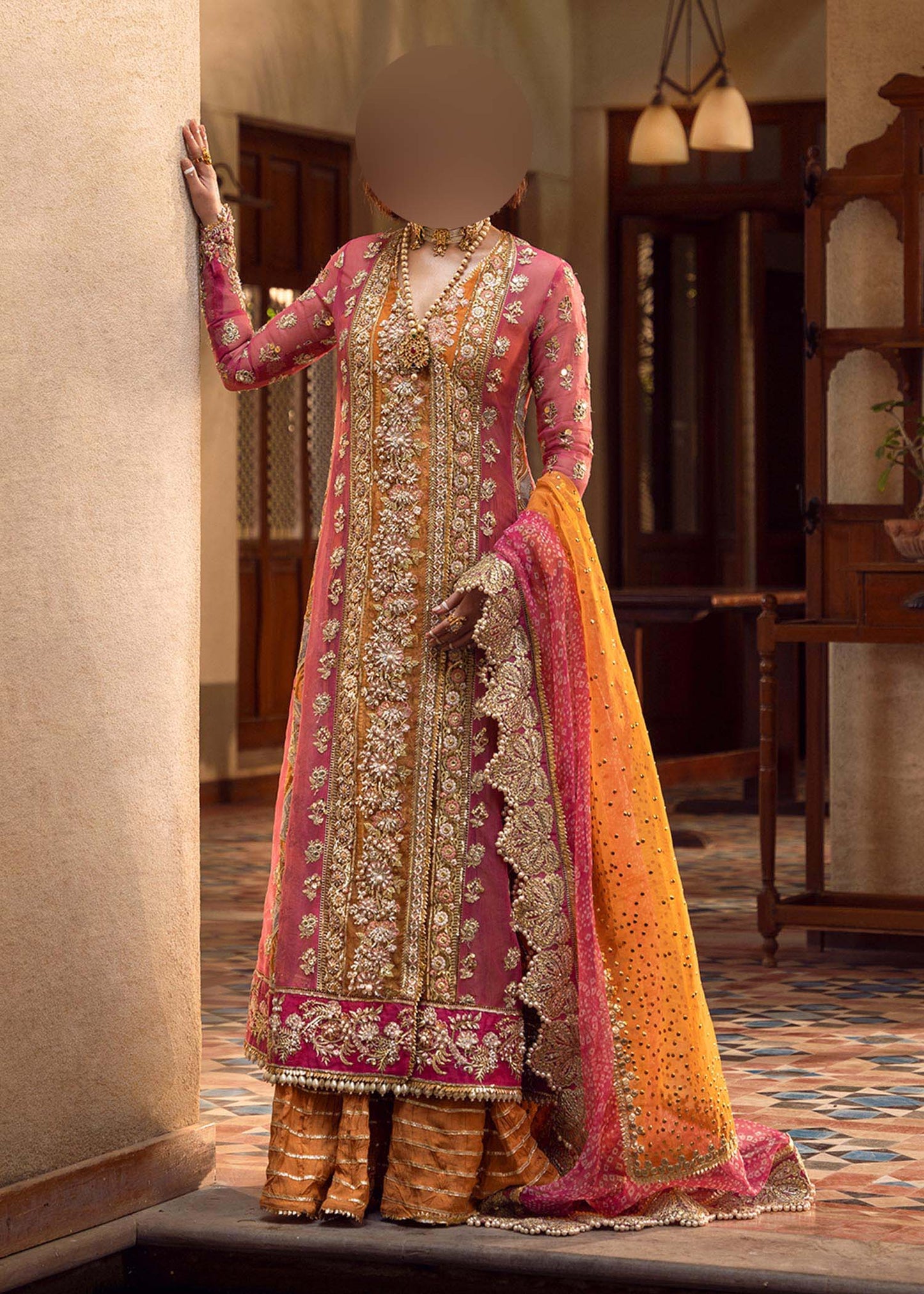 Crimson Sequence & Handwork Chiffon 3-Piece with Organza Dupatta Unstitched UP90