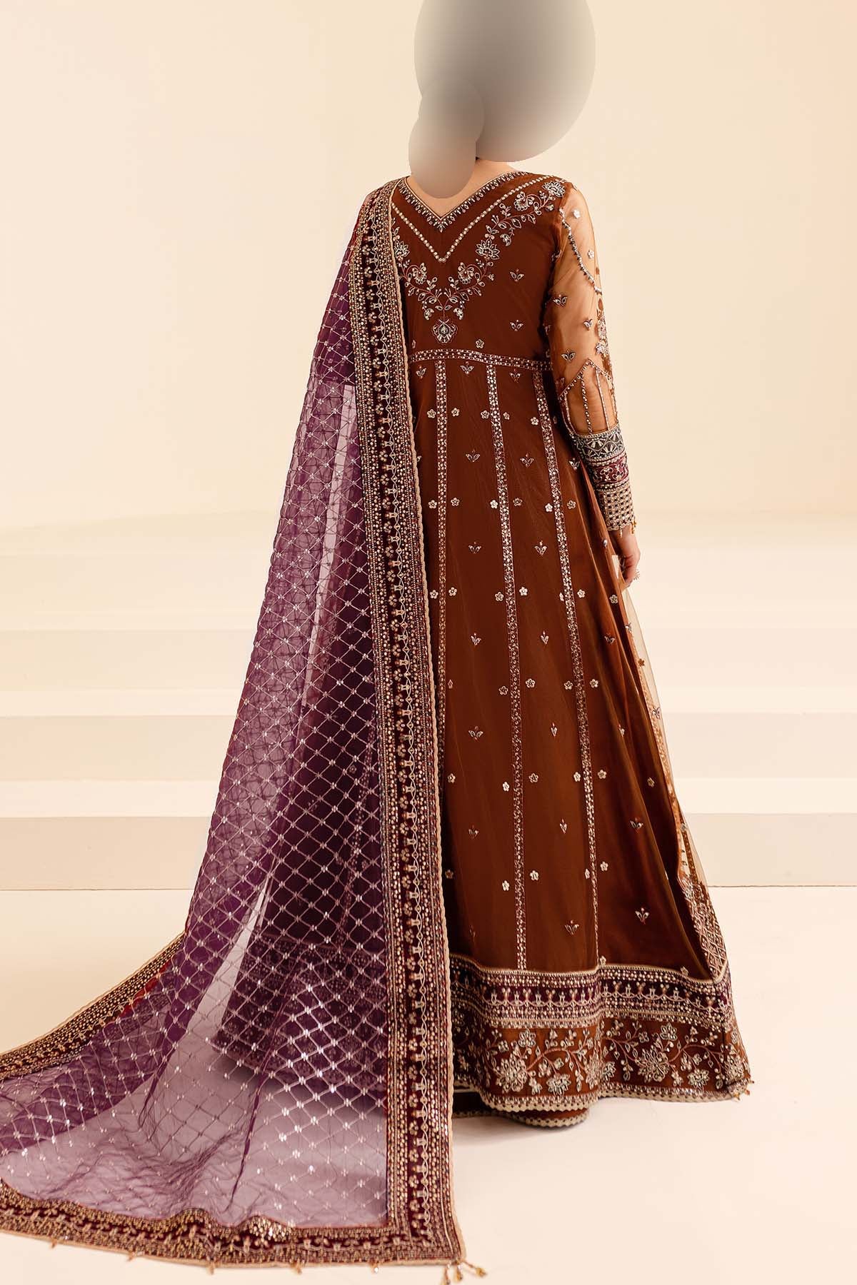 Farasha Embroidered Net Frock 3-Piece with Net Dupatta & Shamose Silk Trouser Unstitched UP65