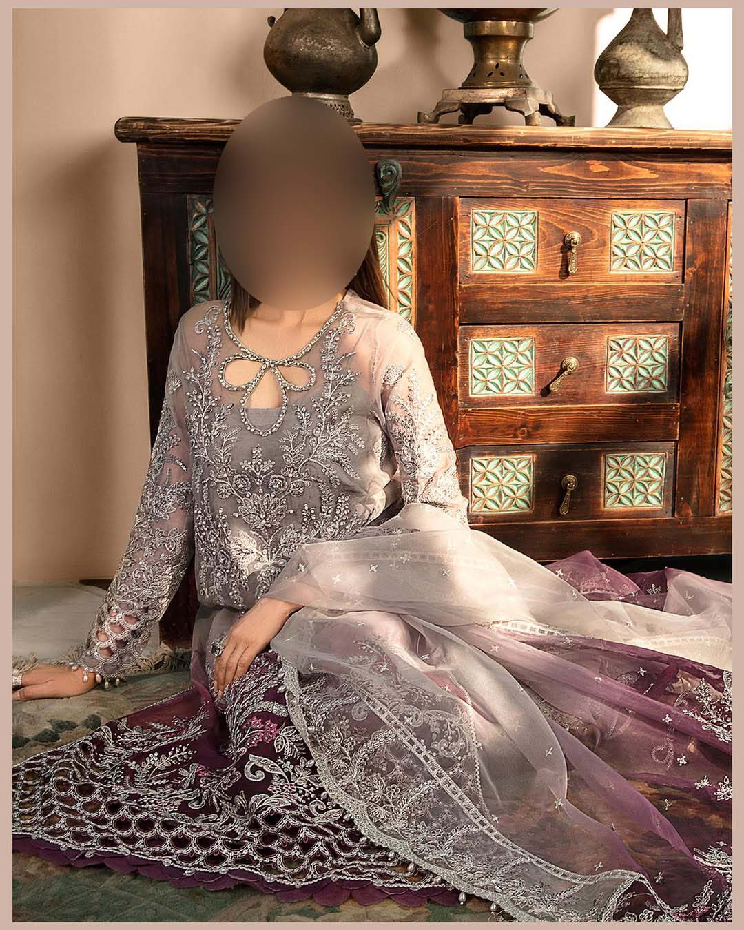 Maria B Tie & Dye Organza 3-Piece Unstitched Suite UP83