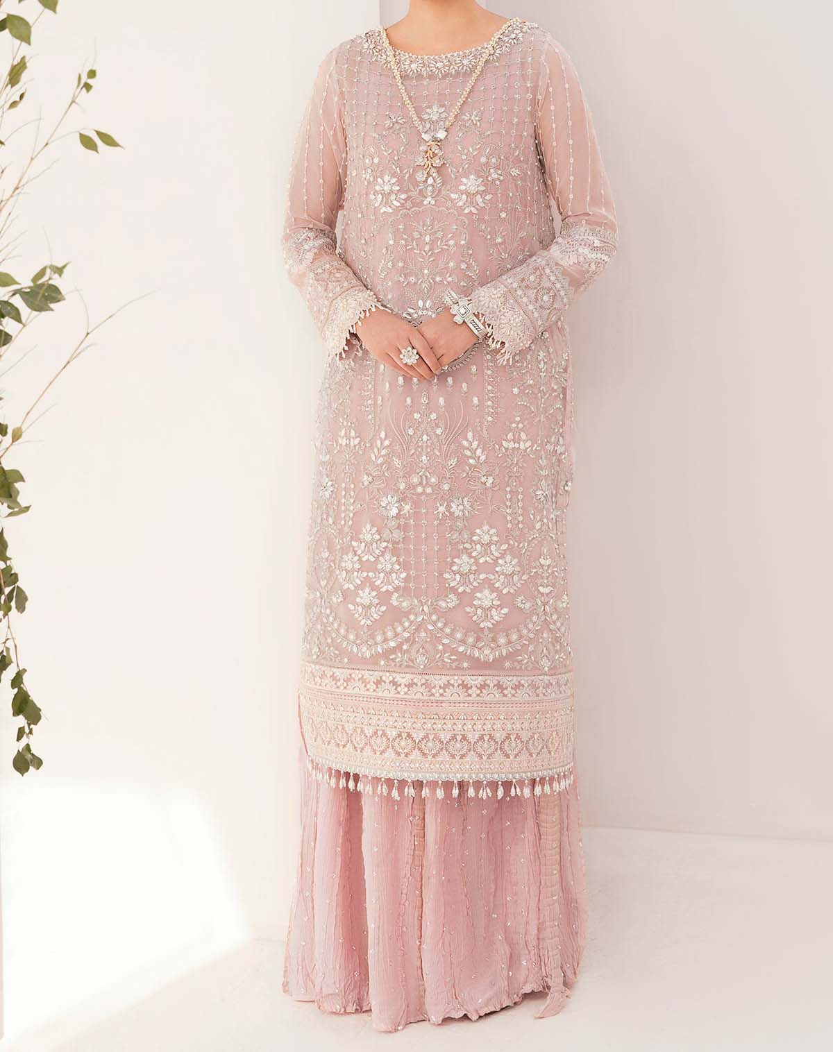Baroque Organza 3-Piece with Embroidered Dupatta & Shalmoz Silk Trouser Unstitched UP54