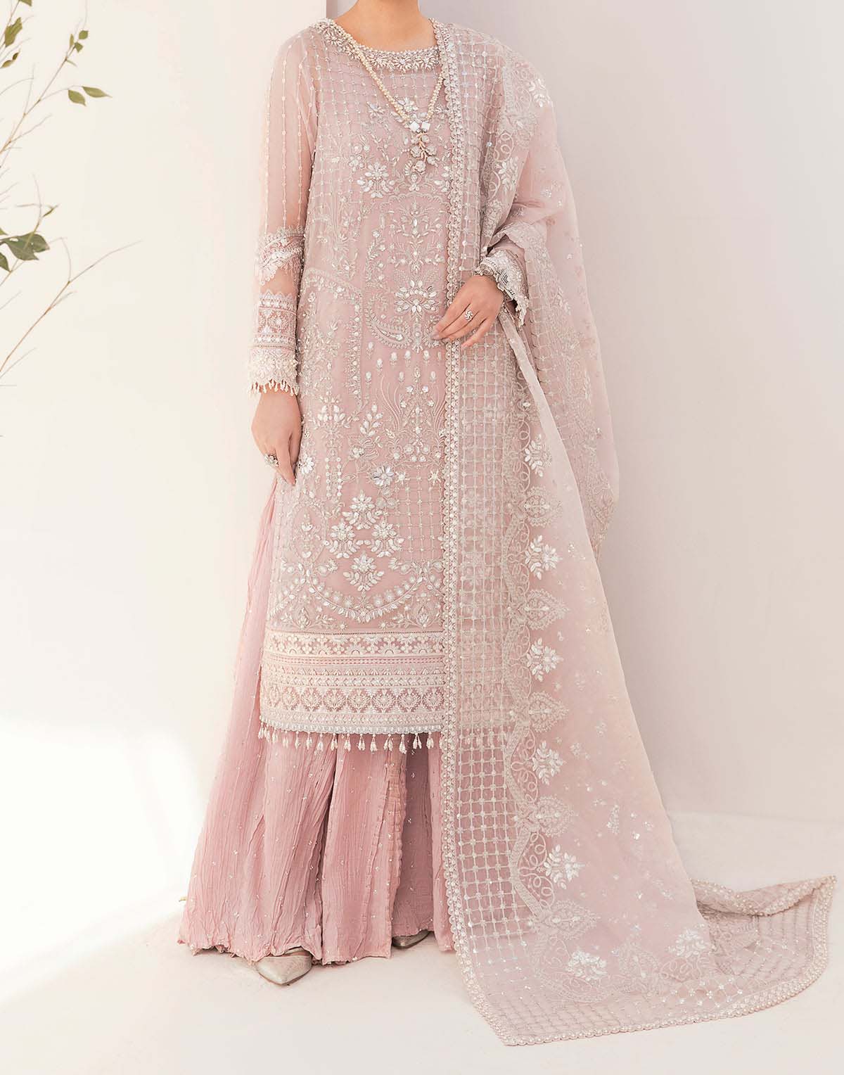 Baroque Organza 3-Piece with Embroidered Dupatta & Shalmoz Silk Trouser Unstitched UP54