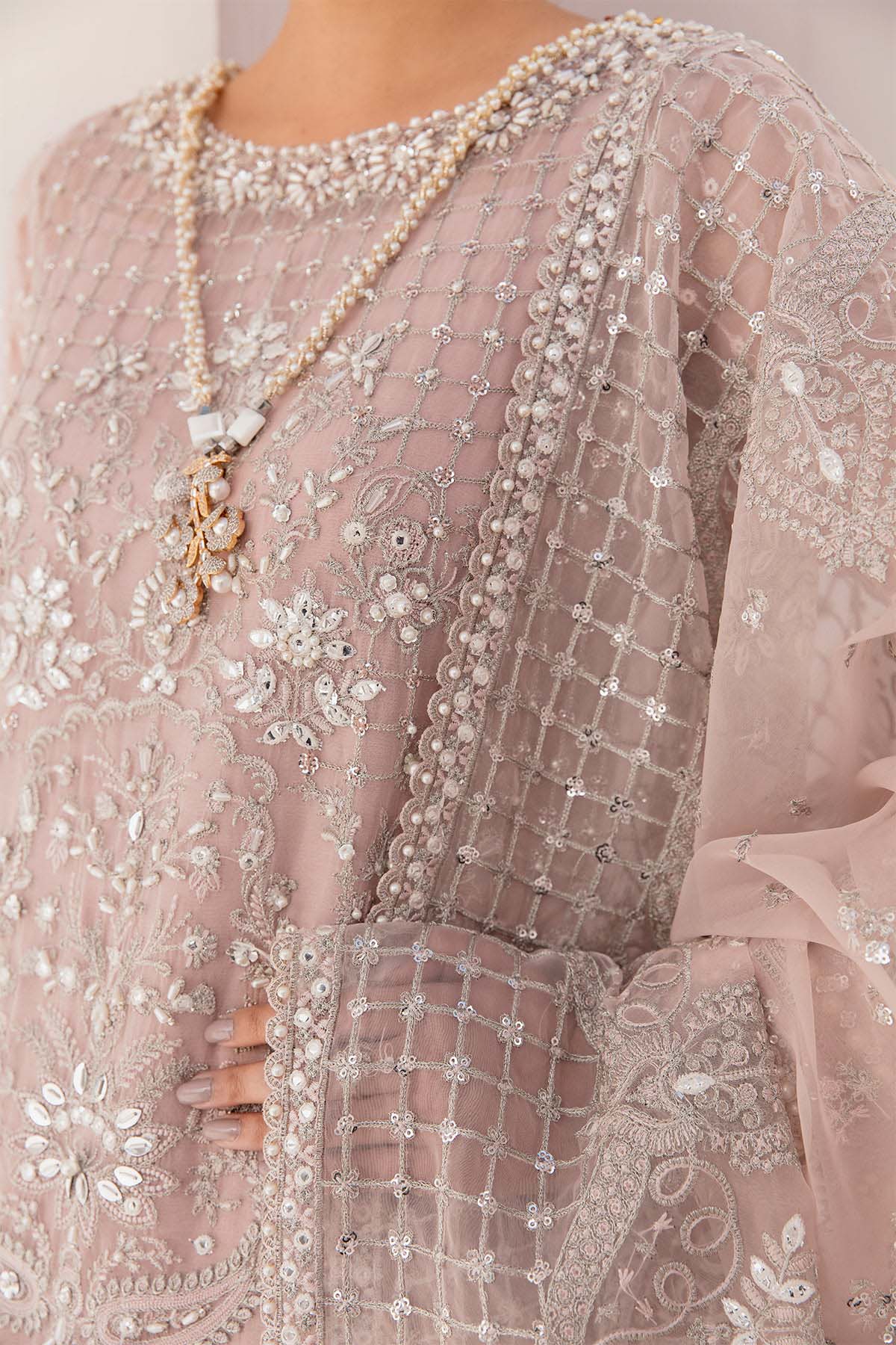 Baroque Organza 3-Piece with Embroidered Dupatta & Shalmoz Silk Trouser Unstitched UP54