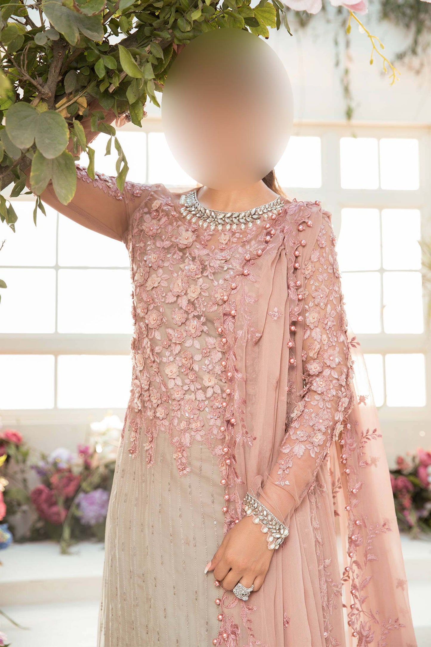 Maria B Embellished Chiffon Tie & Dye 3-Piece with Heavy Dupatta Unstitched UP45