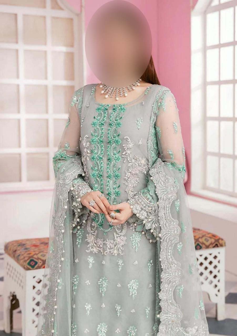 Elaaf Luxury Embroidered Organza 3-Piece & Malai Trouser Unstitched UP014