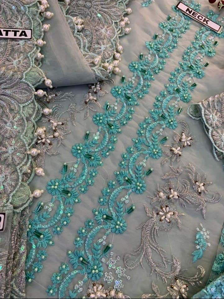Elaaf Luxury Embroidered Organza 3-Piece & Malai Trouser Unstitched UP014