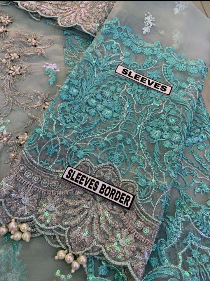Elaaf Luxury Embroidered Organza 3-Piece & Malai Trouser Unstitched UP014