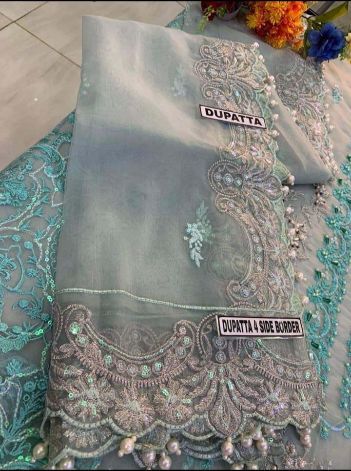 Elaaf Luxury Embroidered Organza 3-Piece & Malai Trouser Unstitched UP014