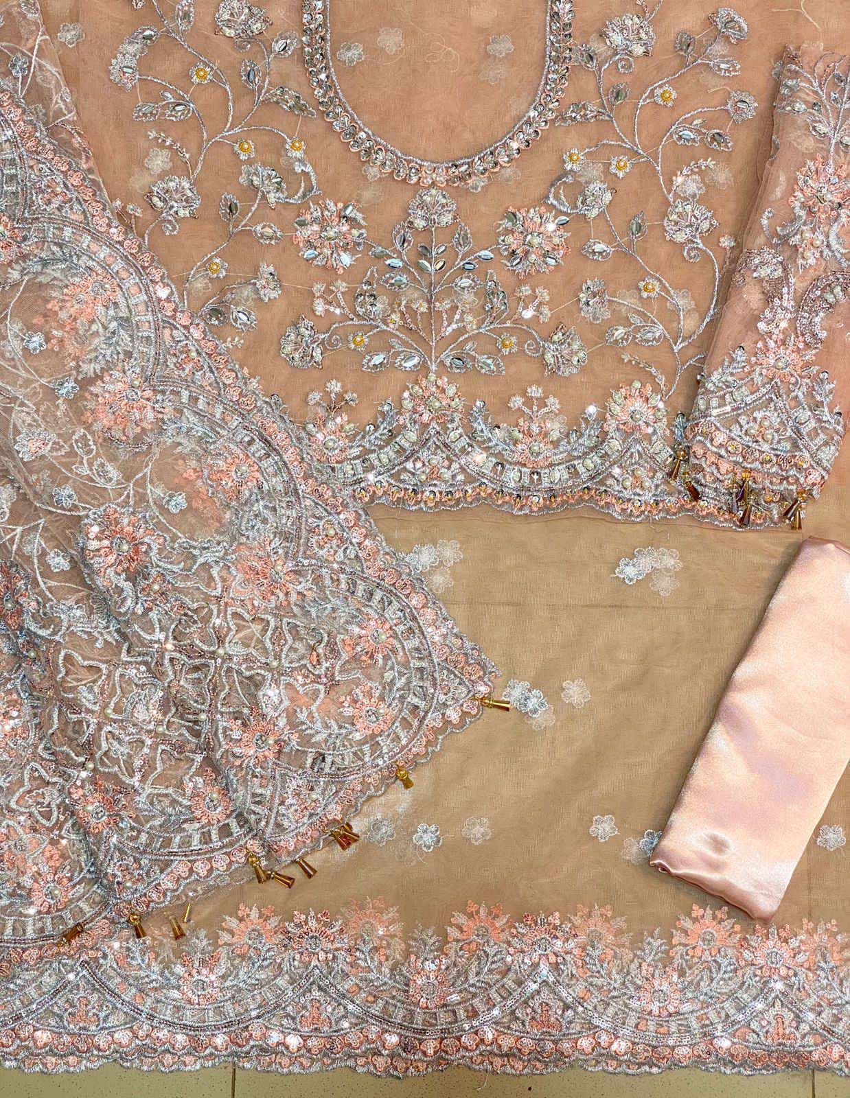Maria B Exclusive Heavy Embroidered Net Saree with Silk Petticoat UP30