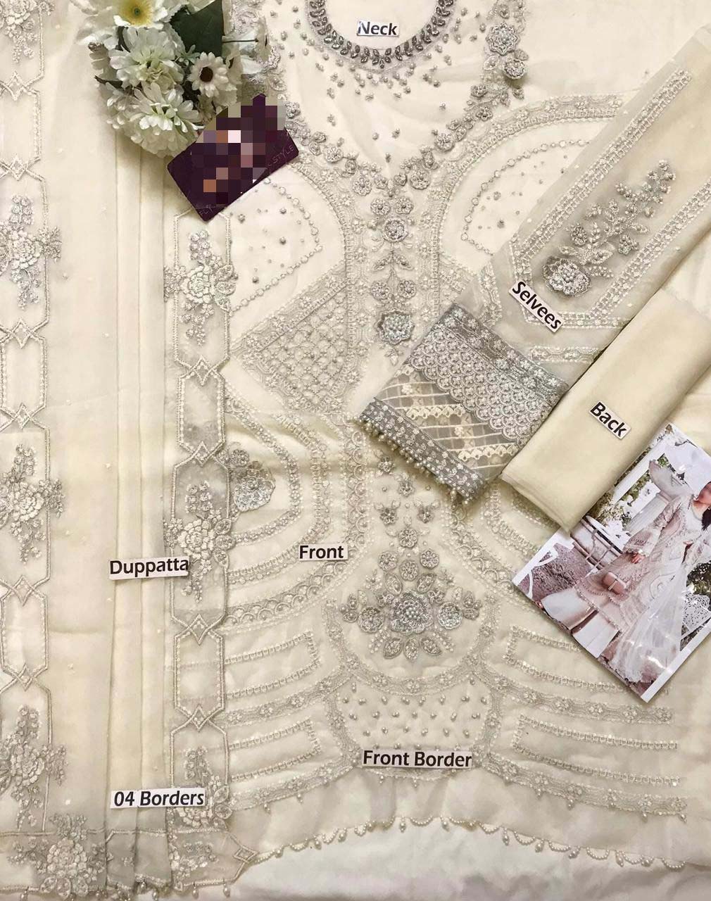 Maria B Luxury Heavy Embroidered Chiffon 3-Piece with Malai Trouser Unstitched UP60