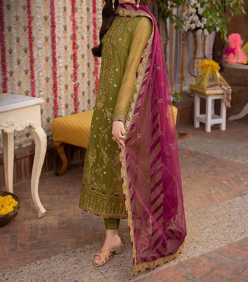 Asim Jofa Sequence Embroidered Chiffon 3-Piece with Satin Silk Trouser Unstitched UP59