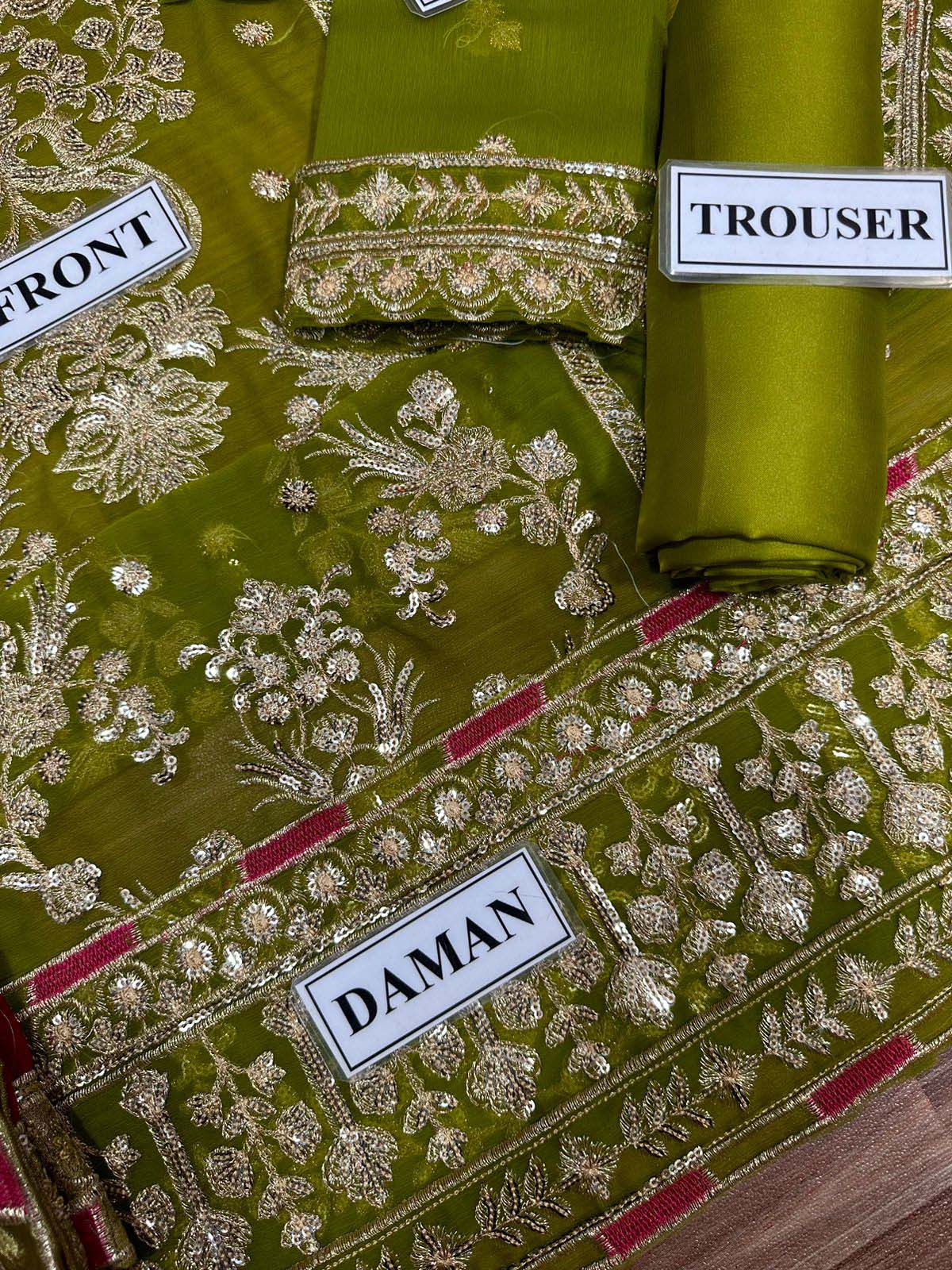 Asim Jofa Sequence Embroidered Chiffon 3-Piece with Satin Silk Trouser Unstitched UP59