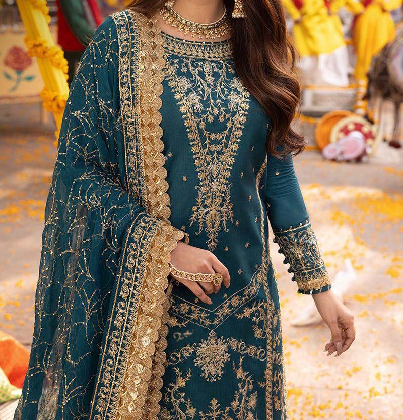 Asim Jofa Sequence Embroidered Chiffon 3-Piece with Malai Trouser Unstitched UP58
