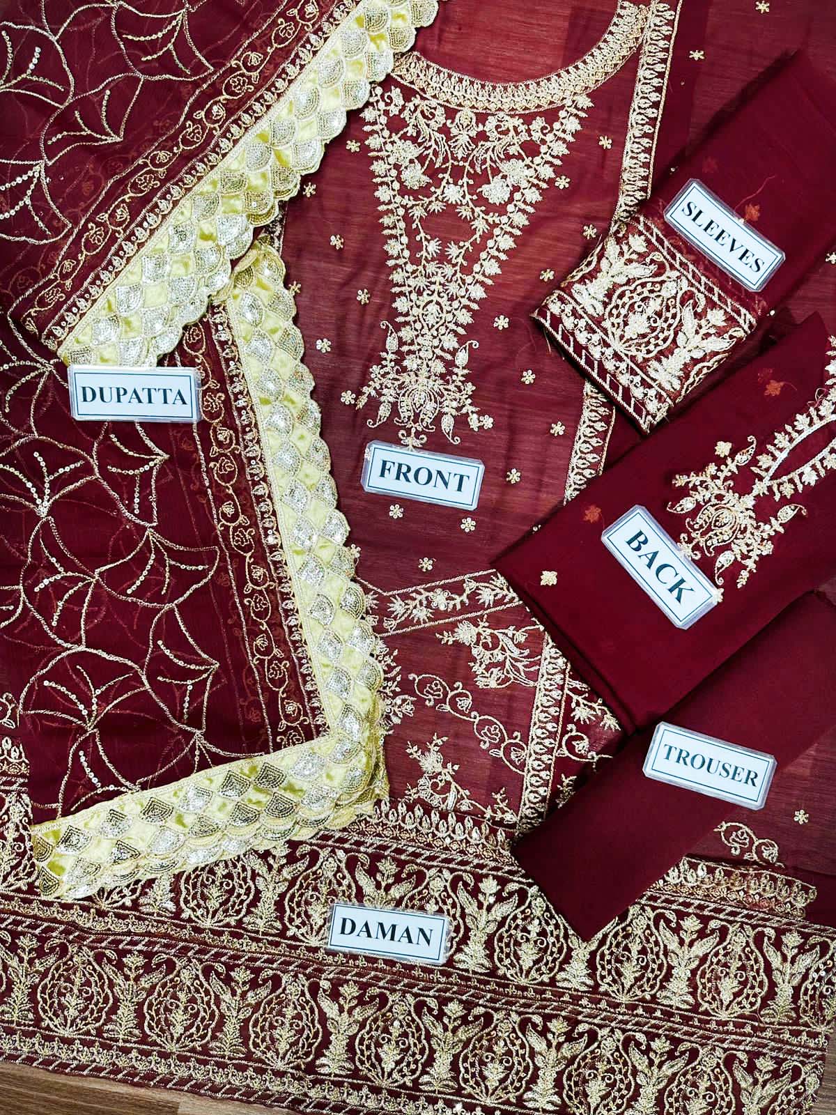 Asim Jofa Sequence Embroidered Chiffon 3-Piece with Malai Trouser Unstitched UP57