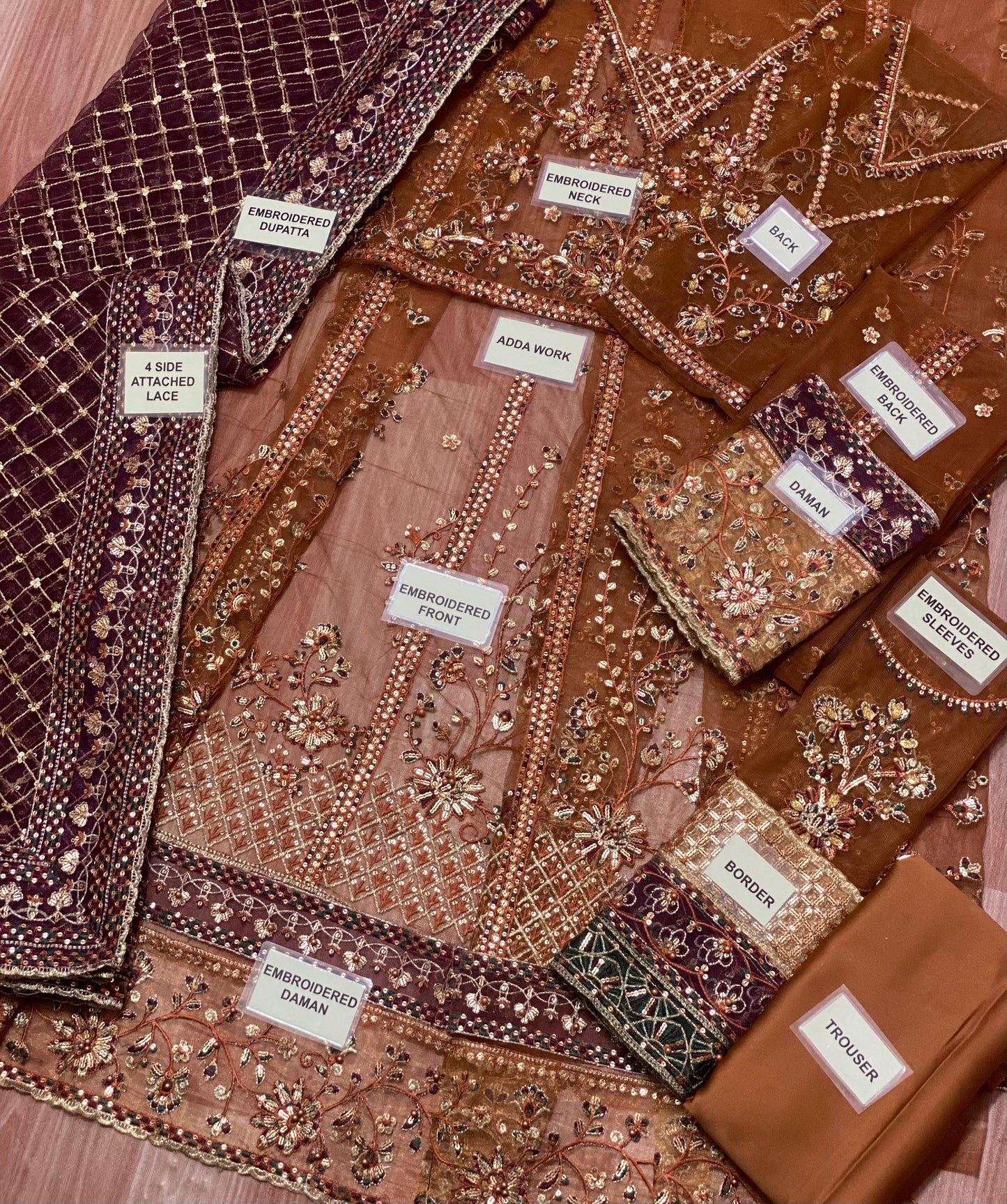 Farasha Embroidered Net Frock 3-Piece with Net Dupatta & Shamose Silk Trouser Unstitched UP65