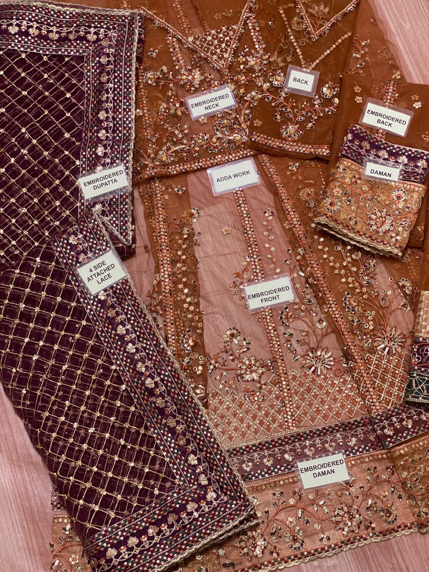 Farasha Embroidered Net Frock 3-Piece with Net Dupatta & Shamose Silk Trouser Unstitched UP65