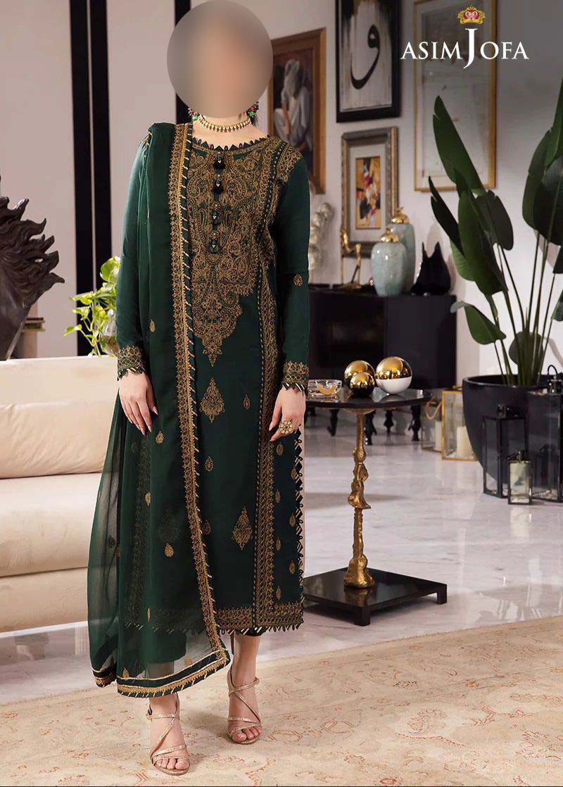 Asim Jofa Heavy Embroidered Chiffon 3-Piece Suite Unstitched UP88