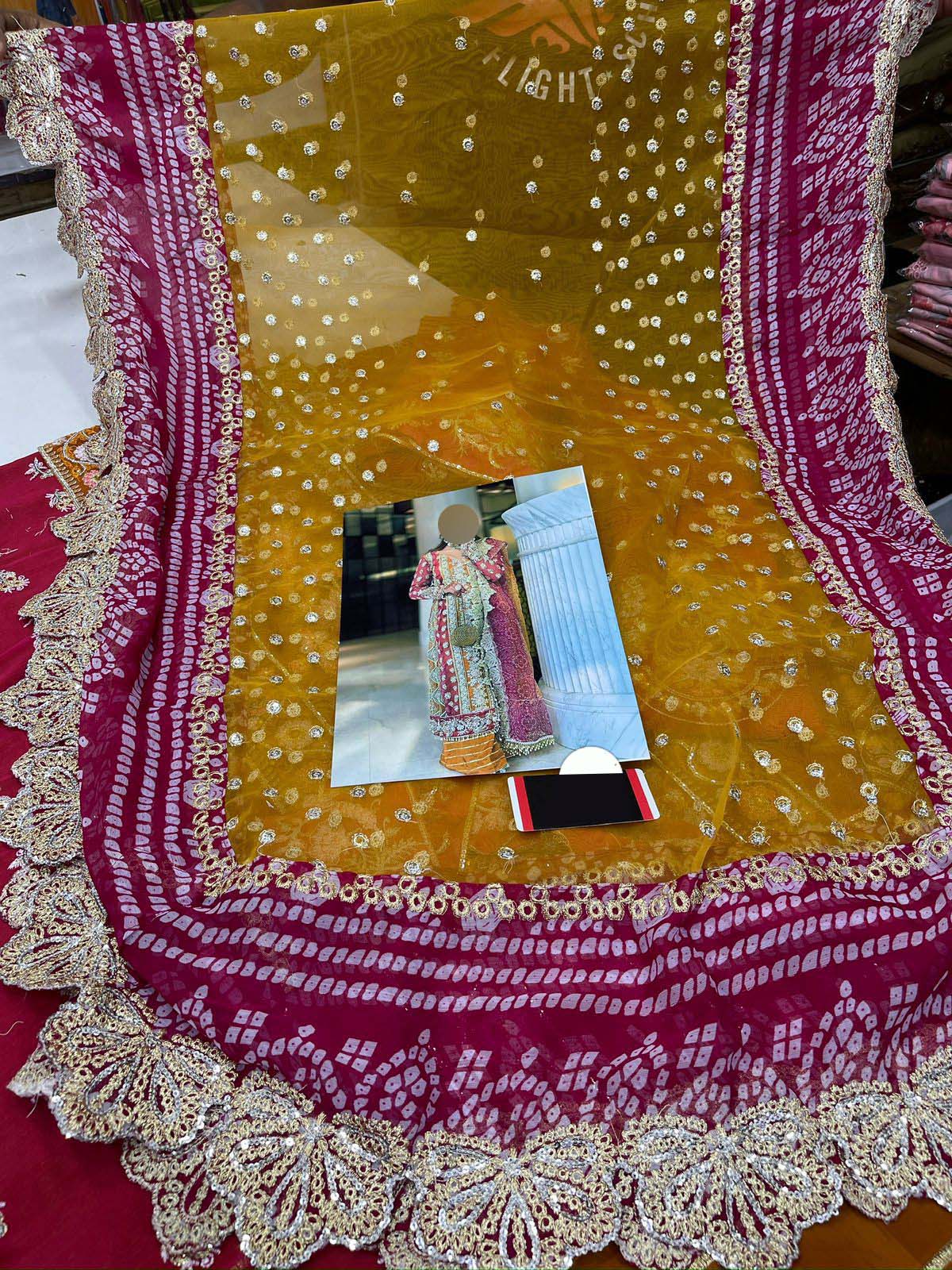 Crimson Sequence & Handwork Chiffon 3-Piece with Organza Dupatta Unstitched UP90