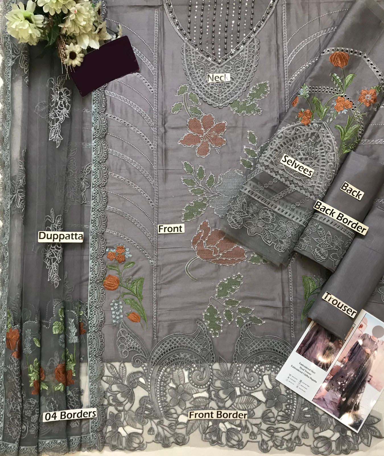 Maria B Heavy Embroidered Lawn 3-Piece suite Unstitched UP08