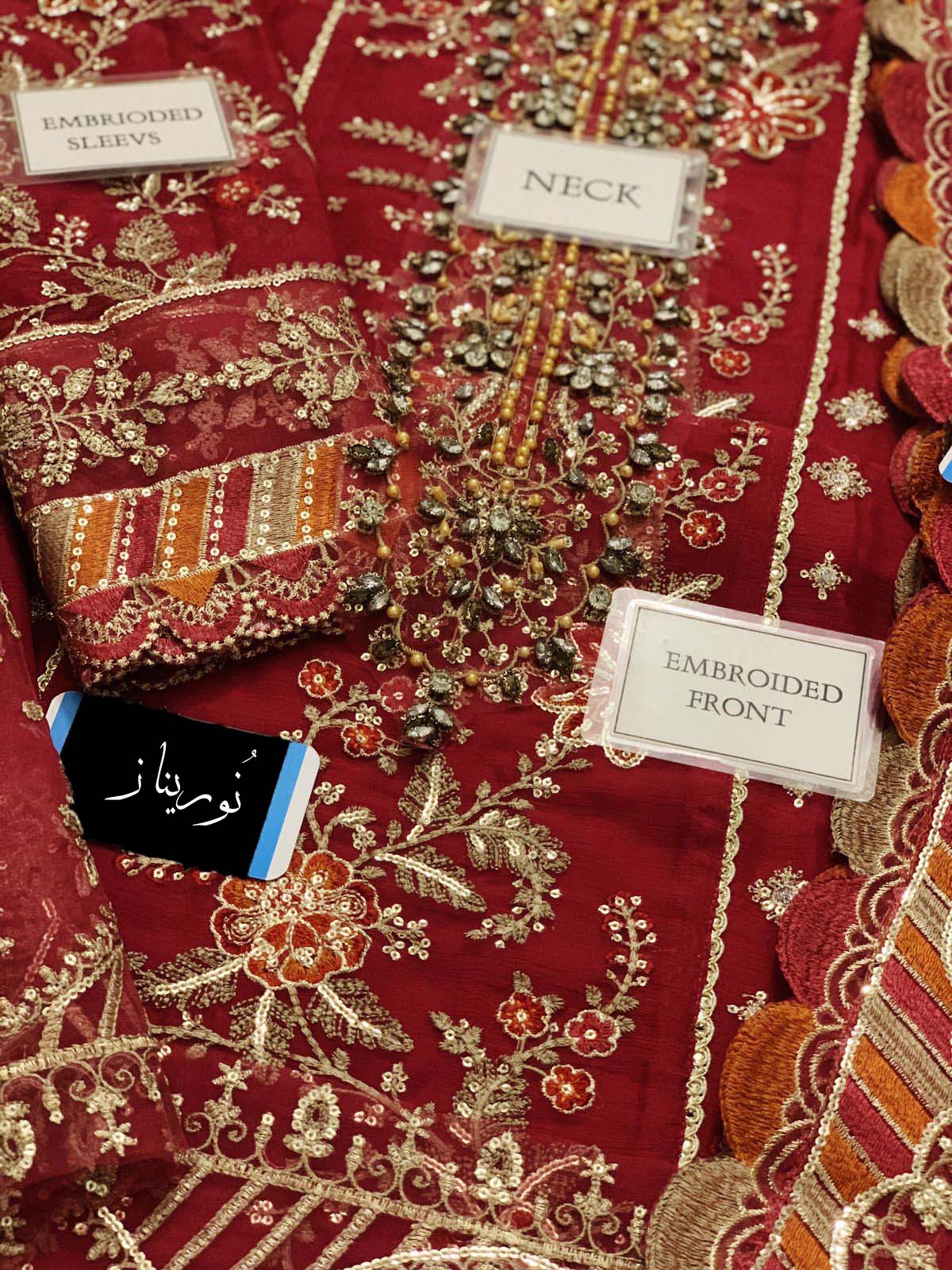 Maria B Luxury Semi Pure Chiffon Heavy Embroidered 3-Piece with Embellished Dupatta Unstitched UP190