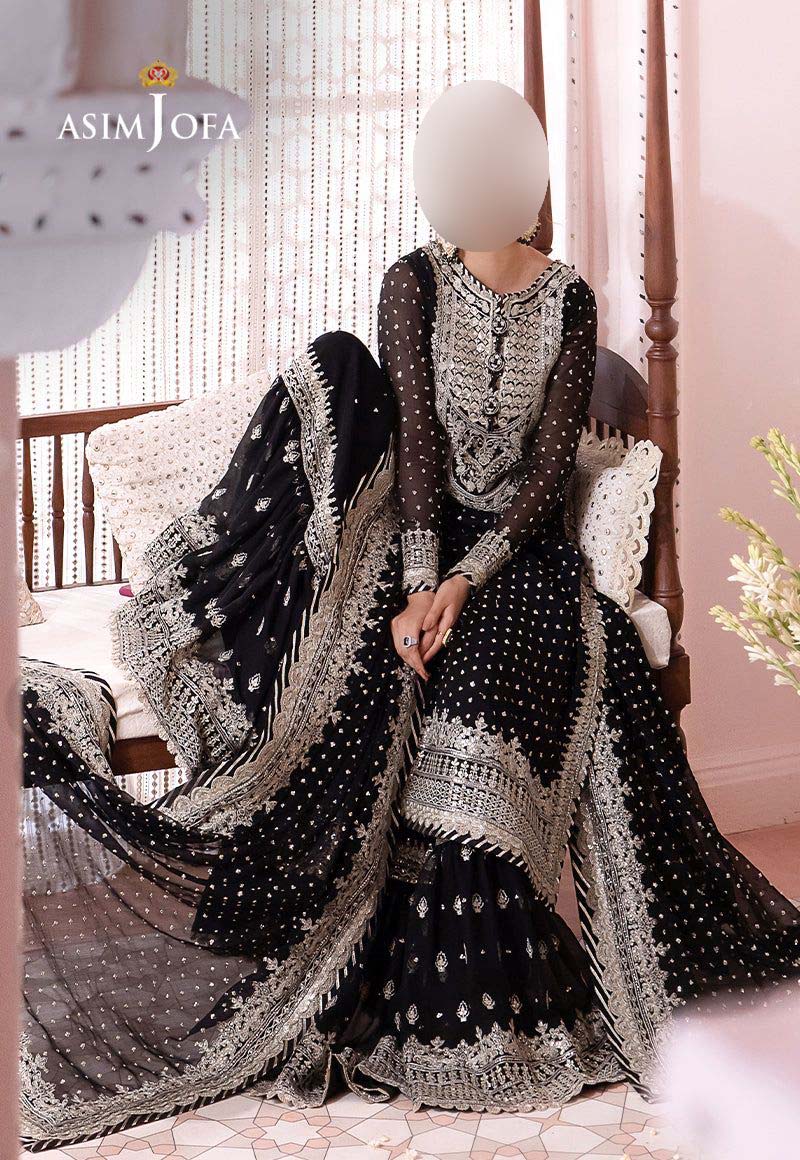 Asim Jofa Heavy Embroidered Chiffon 3-Piece Suite Unstitched UP133