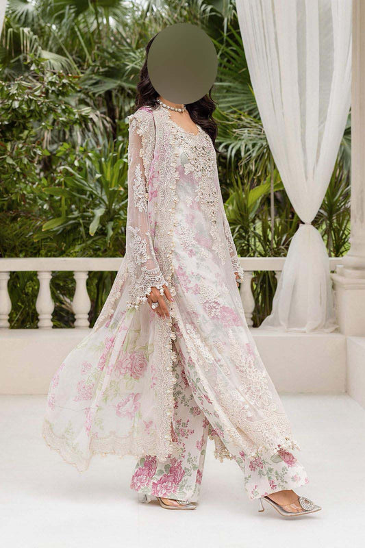 Maria B Chiffon 3-Piece with Digital Printed Dupatta & Shamoz Silk Trouser Unstitched UP165