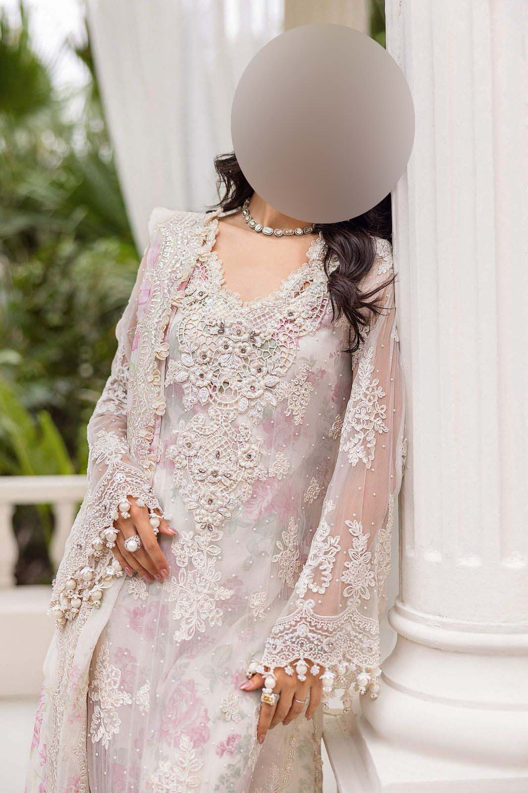 Maria B Chiffon 3-Piece with Digital Printed Dupatta & Shamoz Silk Trouser Unstitched UP165