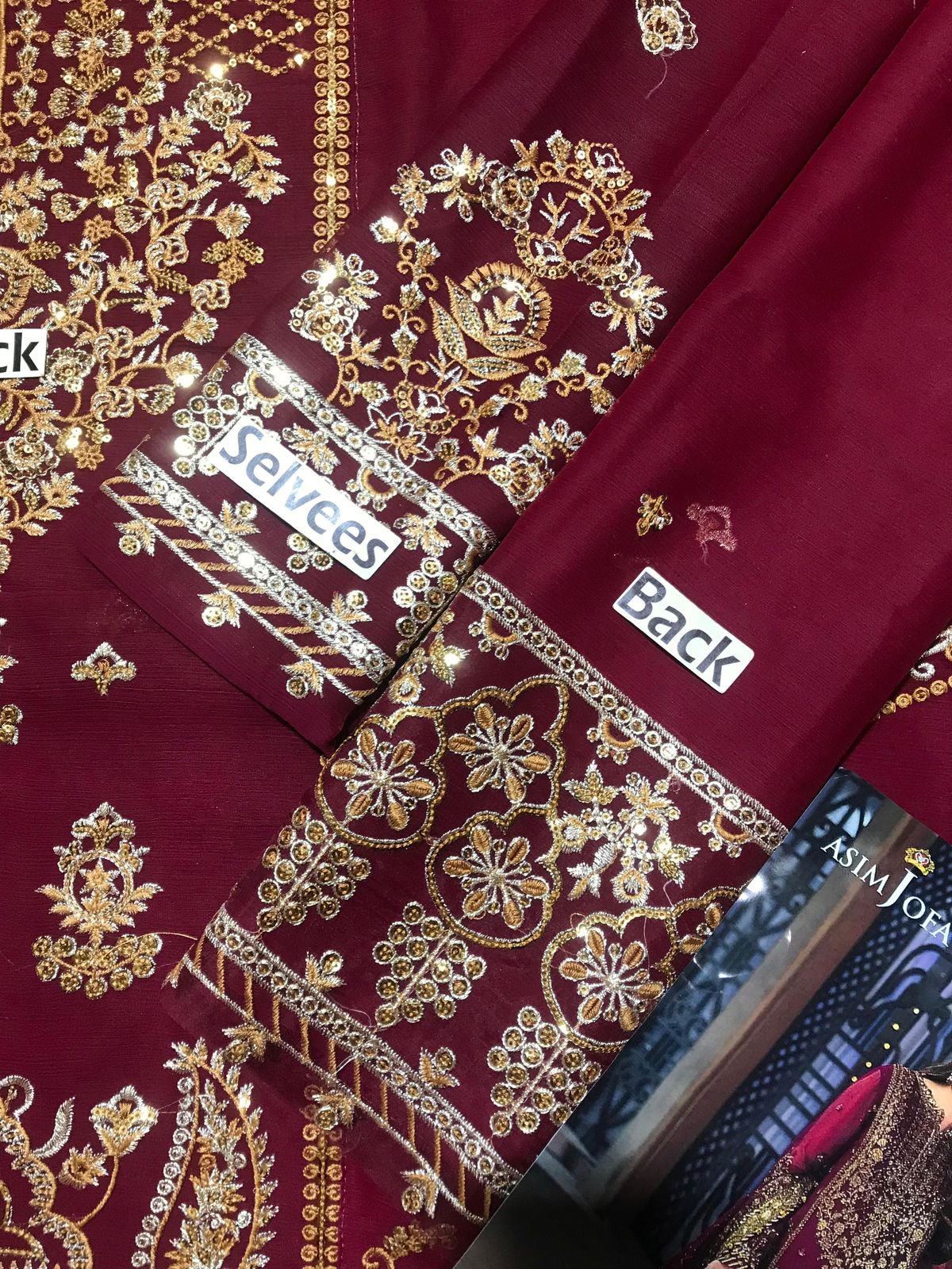 Asim Jofa Embroidered Chiffon 3-Piece with Chiffon Dupatta & Malai Trouser Unstitched UP160