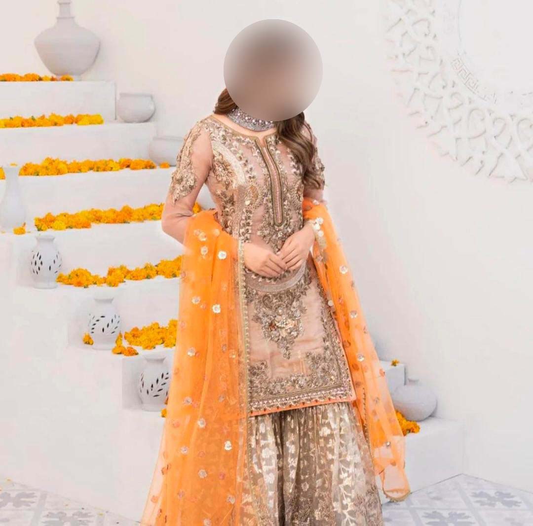 Khuda Buksh Heavy Embroidered Maisoori with Net Dupatta & Lehnga Unstitched SH192
