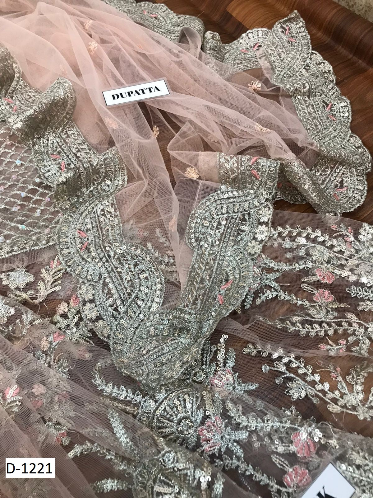 Maria B Luxury Net Frock 3-Piece with Heavy Embroidered Dupatta Unstitched UP203